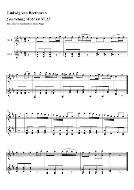 L.v. Beethoven: Contradanse WoO 14 no.12 for 2 guitars (arr. Stefan Niggl)