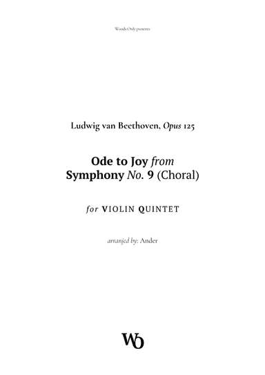 Ode to Joy by Beethoven for Violin Quintet (arr. Ander)
