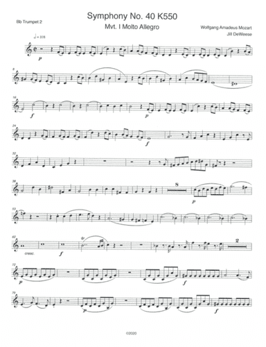 Mozart Symphony No. 40 in G minor, Movement 1 Trumpet 2 only (arr. Jill DeWeese)