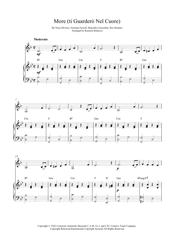 More (ti Guarderò Nel Cuore) (arr. Kaiserin Rebecca)