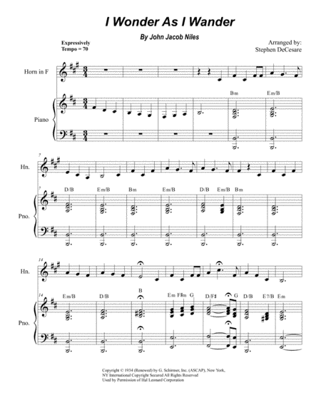 I Wonder As I Wander (arr. Stephen DeCesare)