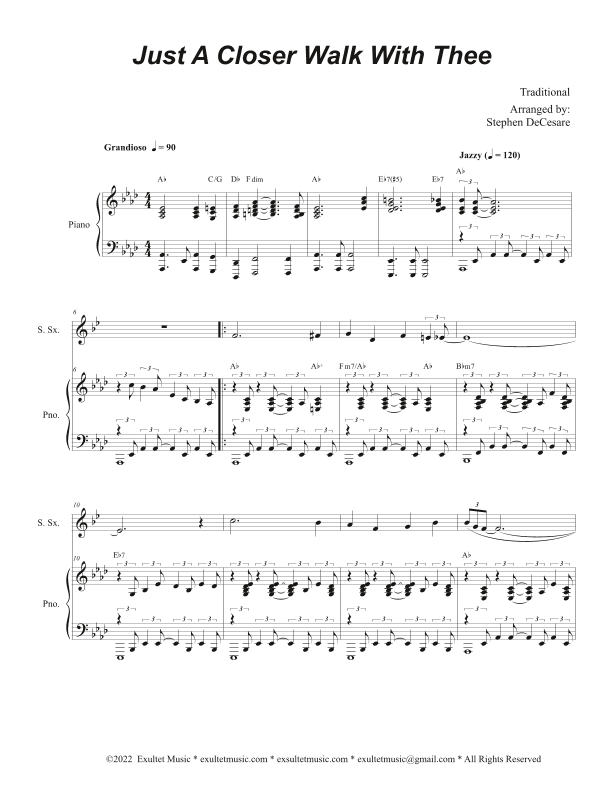 Just A Closer Walk With Thee (Soprano Saxophone and Piano) (arr. Stephen DeCesare)