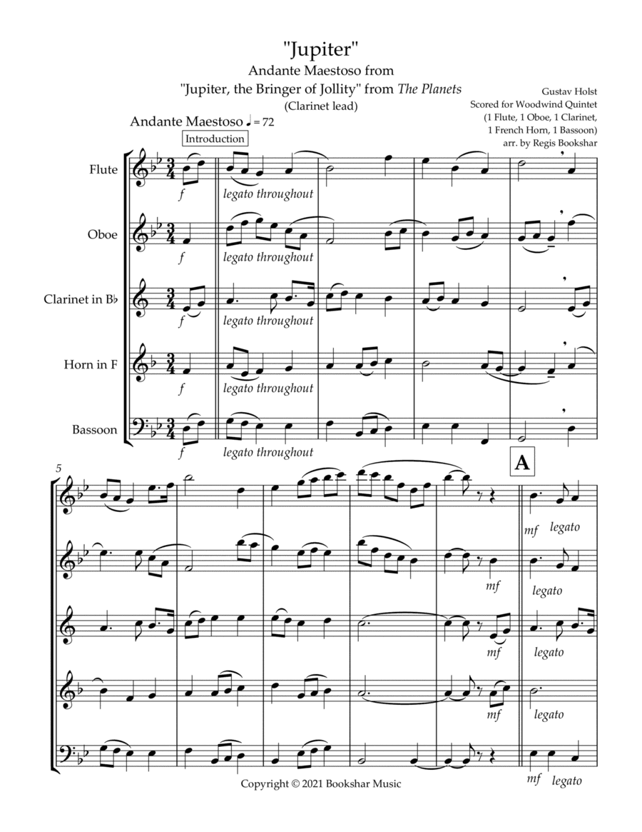 O God, Beyond All Praising (Thaxted) (Bb) (Woodwind Quintet - 1 Flute, 1 Oboe, 1 Clar, 1 Hrn, 1 Bass (arr. Regis Bookshar)