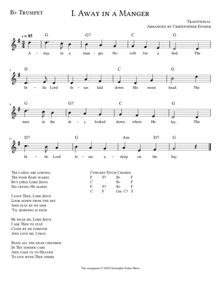 Away in a Manger for Trumpet (arr. Christopher Esther)