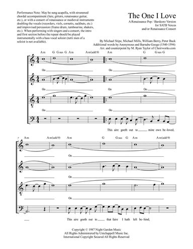 The One I Love (arr. M. Ryan Taylor)