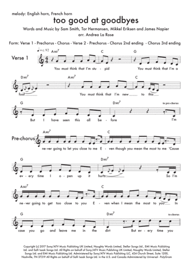 Too Good At Goodbyes (arr. Andrea La Rose)