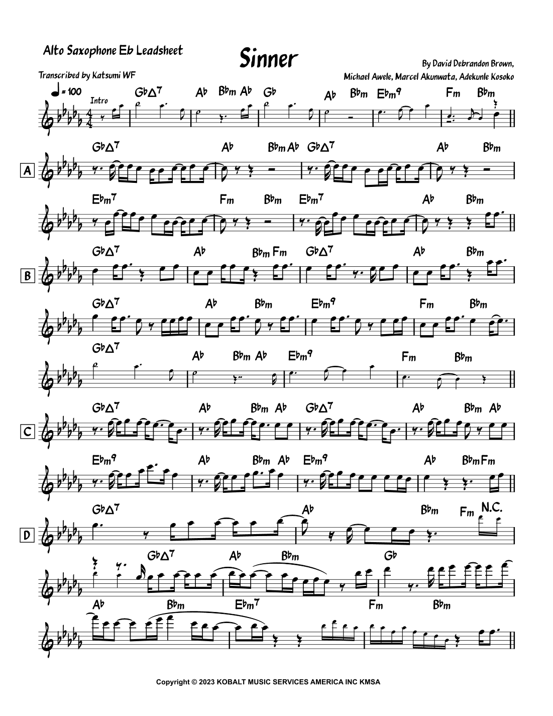 Sinner (arr. Katsumi WF)