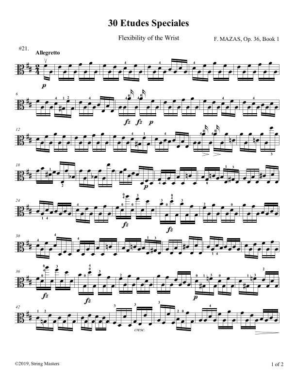 Mazas, Etudes for Viola Op 36, Book 1, No.21 (arr. String Masters)