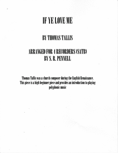 If Ye Love Me (arr. S. R. Pennell)
