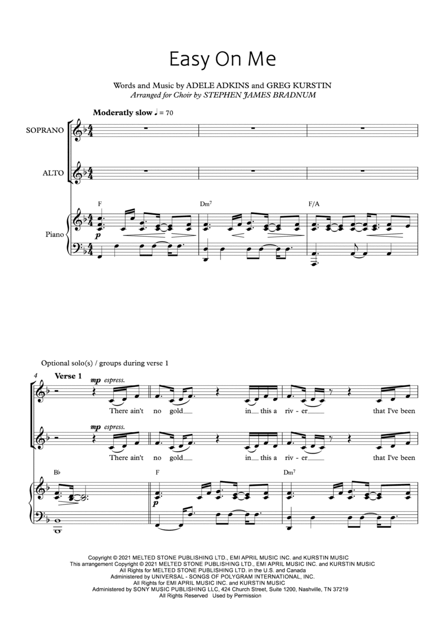 Easy On Me (arr. Stephen James Bradnum)
