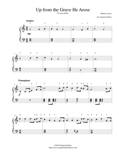 Up from the Grave He Arose (Low in the Grave He Lay) - for easy piano (arr. Samuel Stokes)