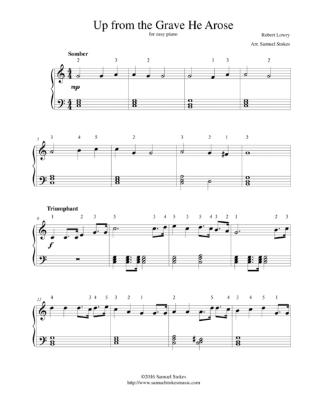 Up from the Grave He Arose (Low in the Grave He Lay) - for easy piano (arr. Samuel Stokes)