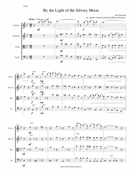 By the light of the silvery moon for string quartet (arr. Andrew Emmet, David Warin Solomons)