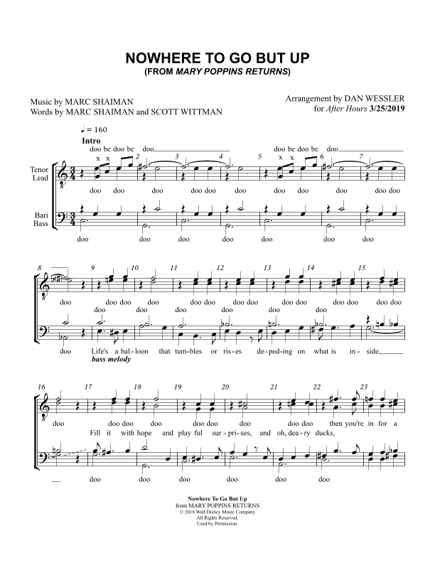 Nowhere To Go But Up (arr. Dan Wessler)