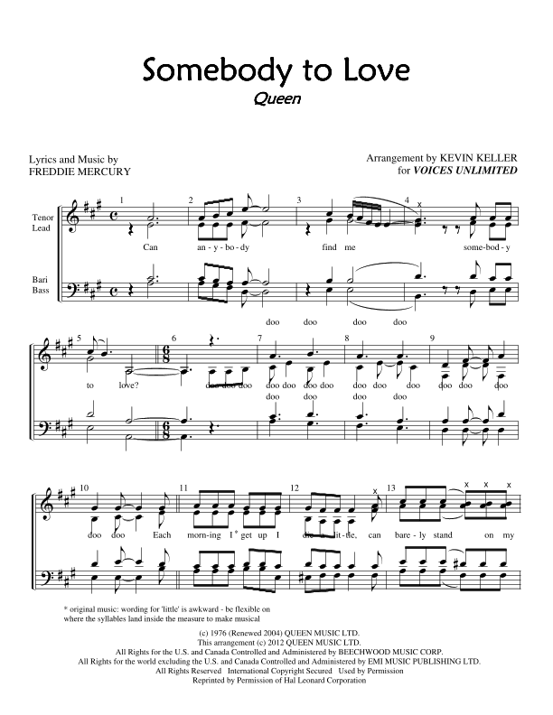 Somebody To Love (arr. Kevin Keller)