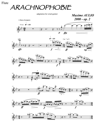 Arachnophobia, for wind quintet - set of parts