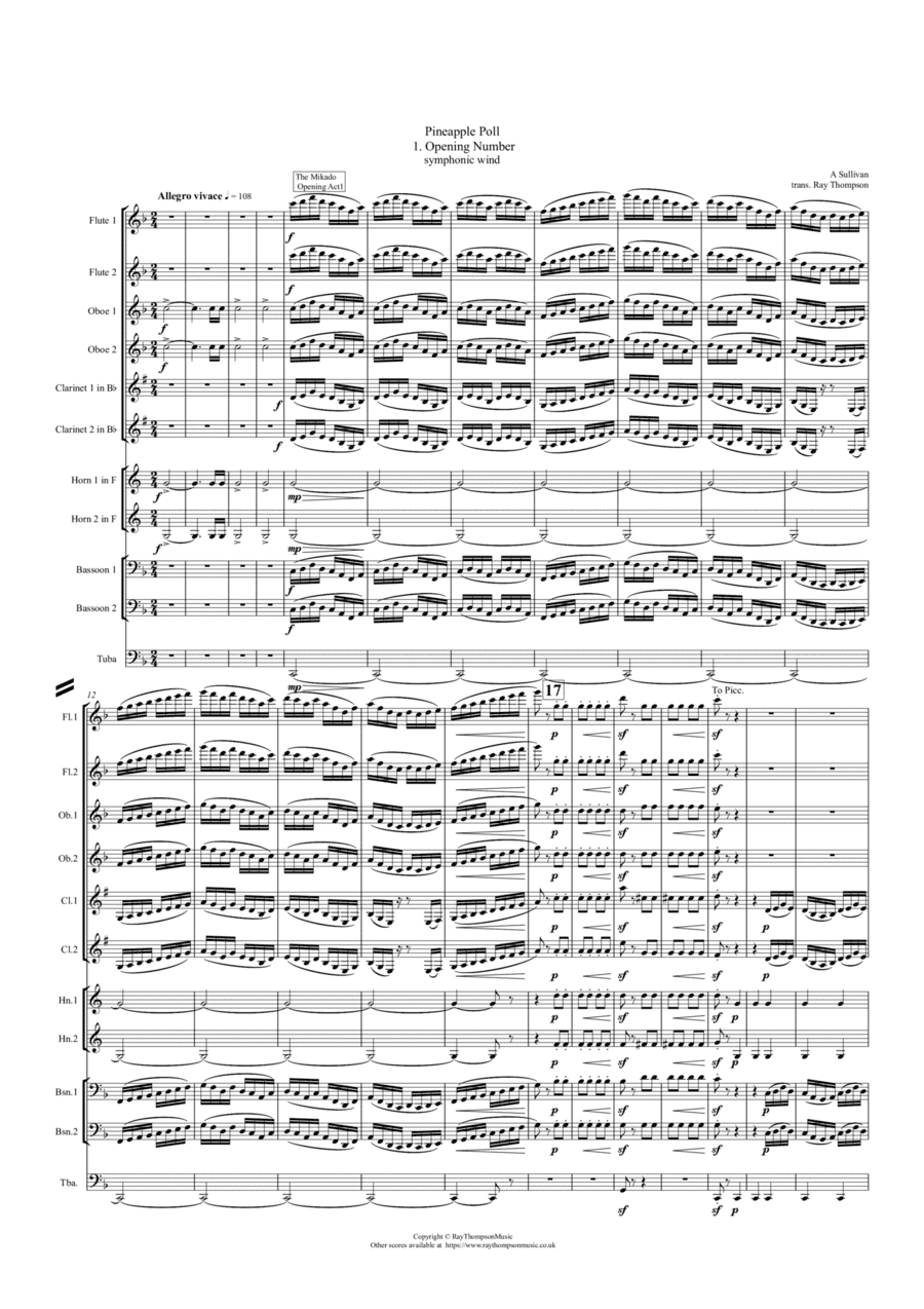 Sullivan: Pineapple Poll Suite - wind dectet/bass (arr. Ray Thompson)