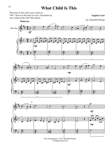 Christmas Duets for Alto Saxophone & Piano:  What Child is This (Greensleeves) (arr. Meredith Whelan)