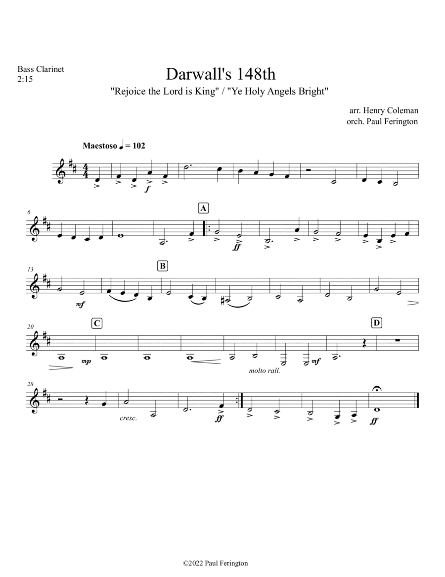 "Rejoice the Lord is King" [Darwall] for Orchestra (in C) (arr. Paul Ferington)