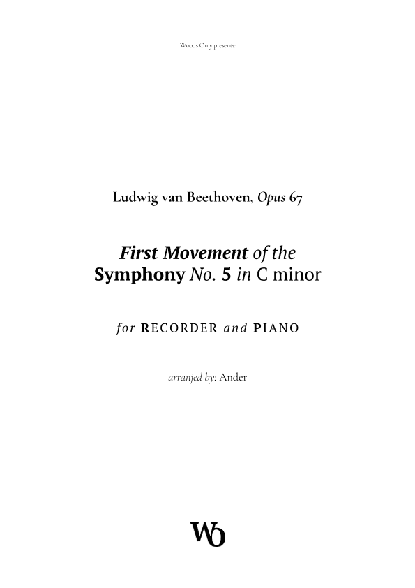 Symphony No. 5 by Beethoven for Recorder (arr. Ander)