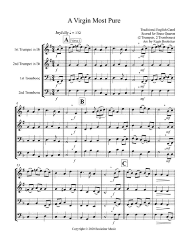 A Virgin Most Pure (Brass Quartet - 2 Trumpets, 2 Trombones) (arr. Regis Bookshar)