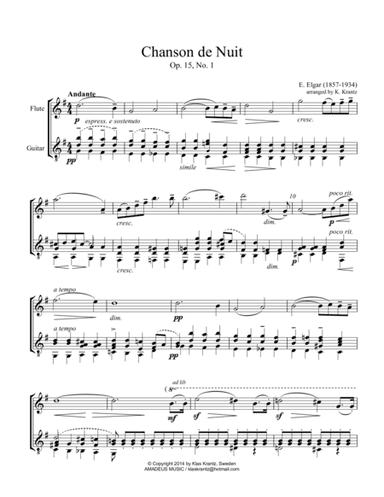 Chanson de Nuit Op. 15 for flute and guitar (arr. K. Krantz)