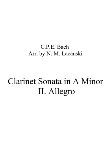 Clarinet Sonata in A Minor II. Allegro (arr. Nick Lacanski)