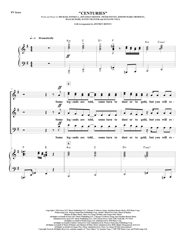 Centuries (arr. Jeffrey Bowen)
