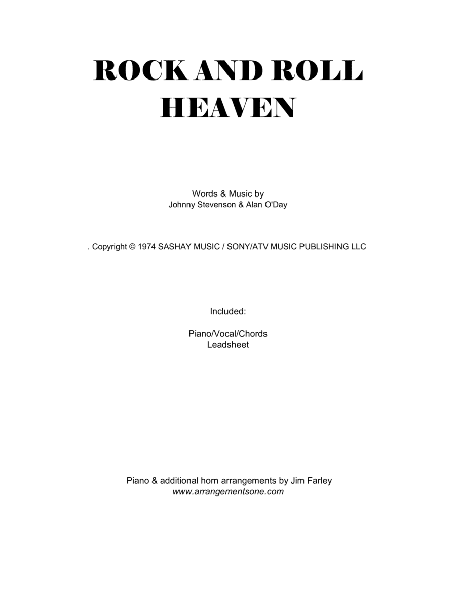 Rock And Roll Heaven (arr. Jim Farley www.arrangementsone.com)