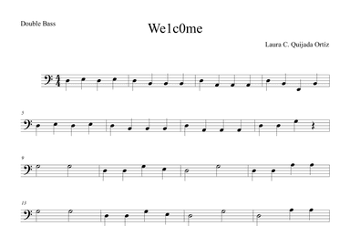 We1c0me. Beginning string orchestra. Open strings and first finger. BASS PART.