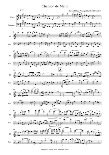 Chanson De Matin for Flute And Bassoon (arr. D.Burndrett)