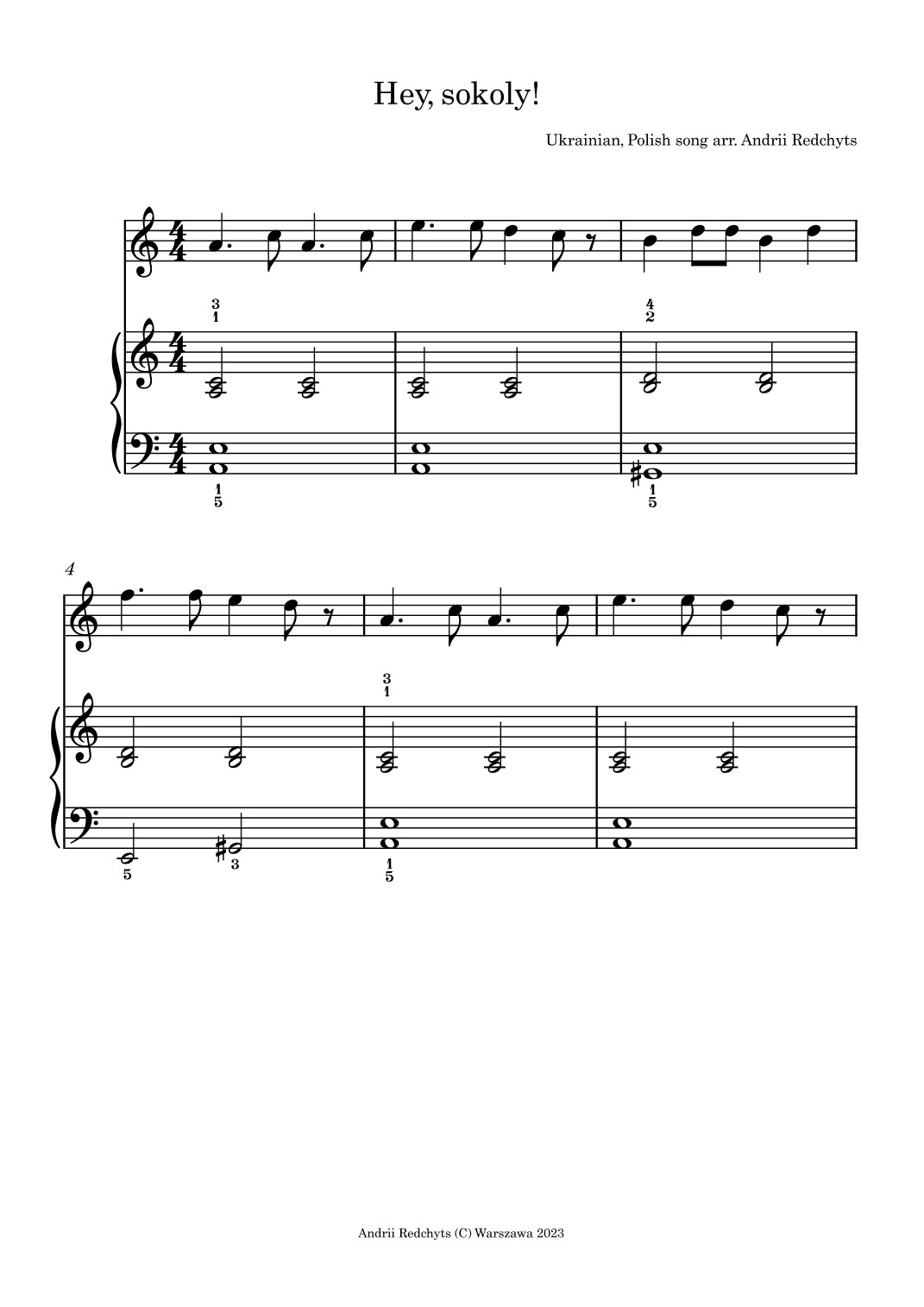 Hey, Sokoly! Easy Piano with Flute (arr. Andrii Redchyts)