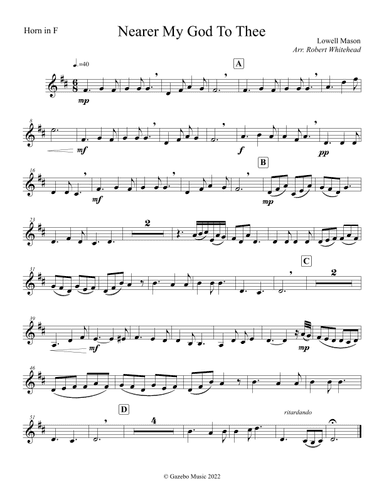 Nearer My God To Thee (arr. Robert Whitehead)