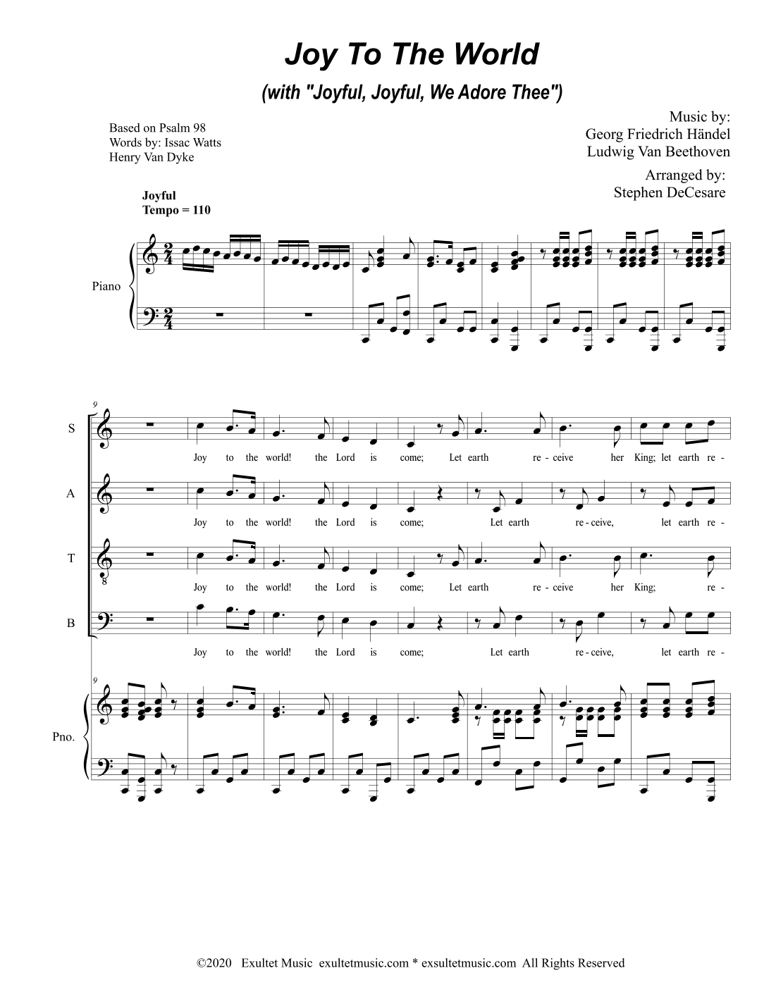 Joy To The World (with "Joyful, Joyful, We Adore Thee") (for SATB) (arr. Stephen DeCesare)
