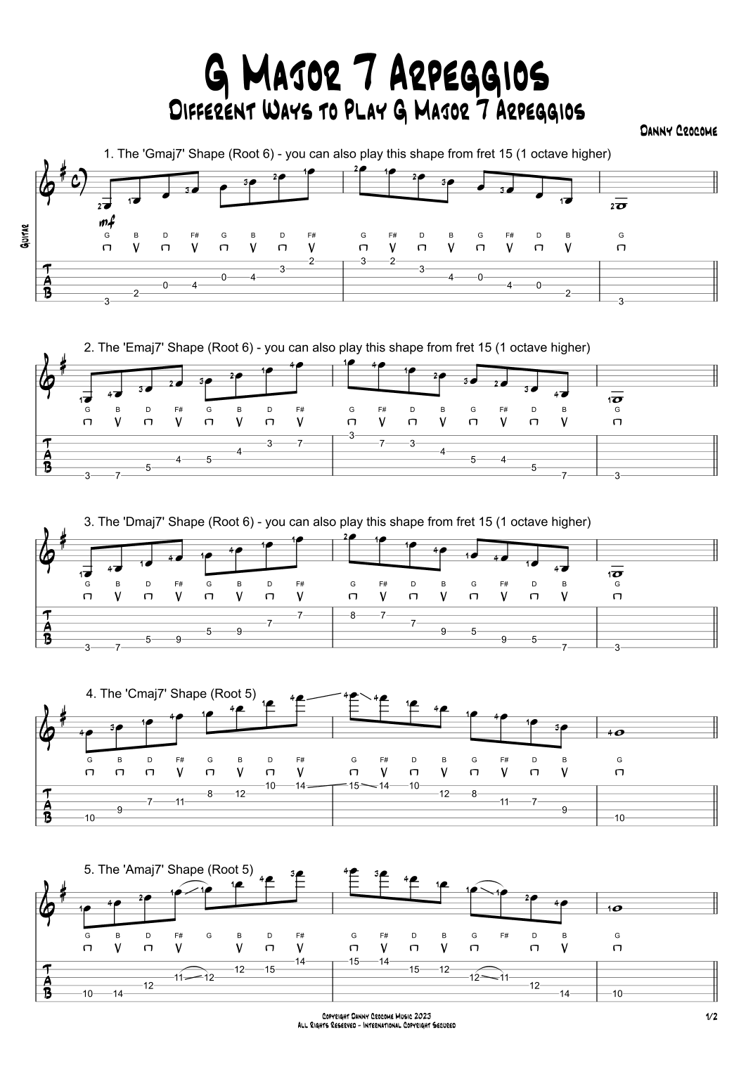 G Major 7 Arpeggios (5 Ways to Play)