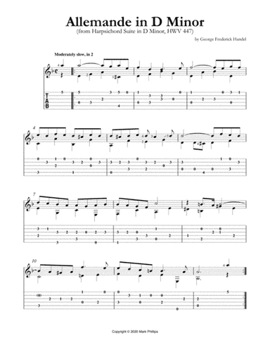 Allemande in D Minor (HWV 447) (arr. Mark Phillips)