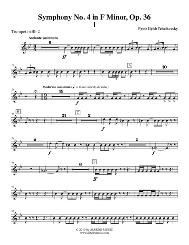 ?Tchaikovsky? Symphony No. 4, Movement I - Trumpet in Bb 2 (Transposed Part), Op. 36 (arr. Doug Clyde)