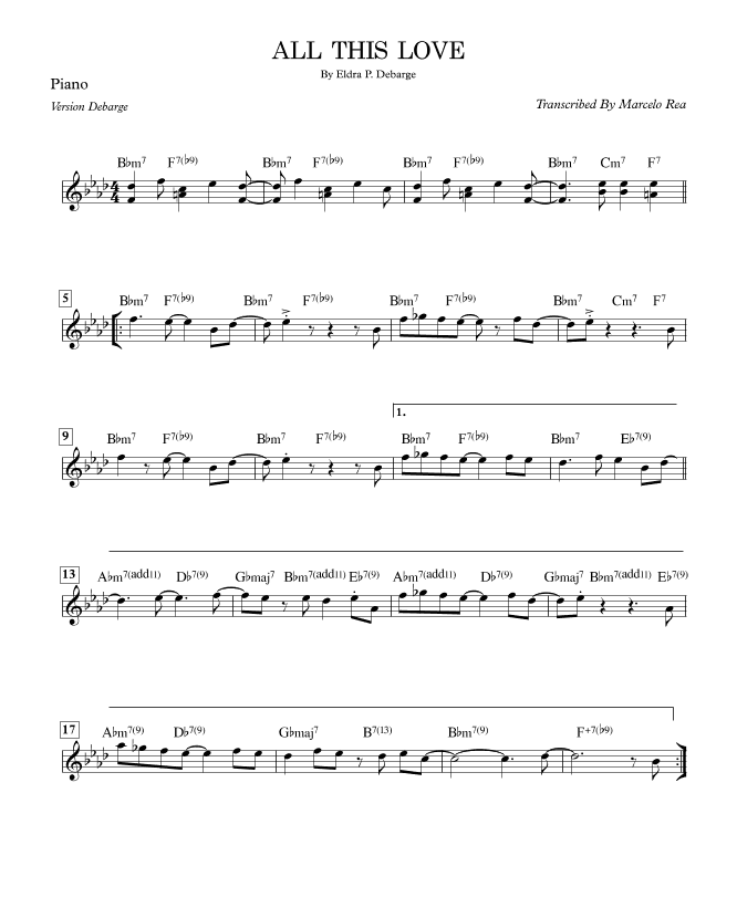 All This Love (arr. Transcribed By Marcelo Rea)