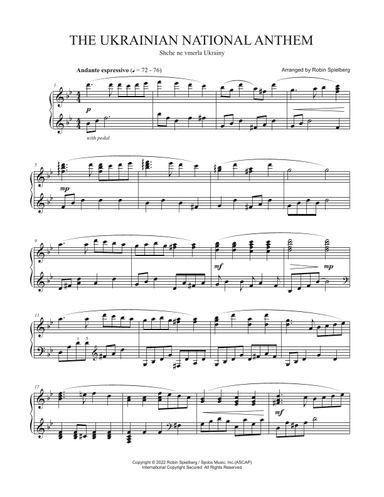 The Ukrainian National Anthem  - Shche ne vmerla Ukrainy (arr. Robin Spielberg)