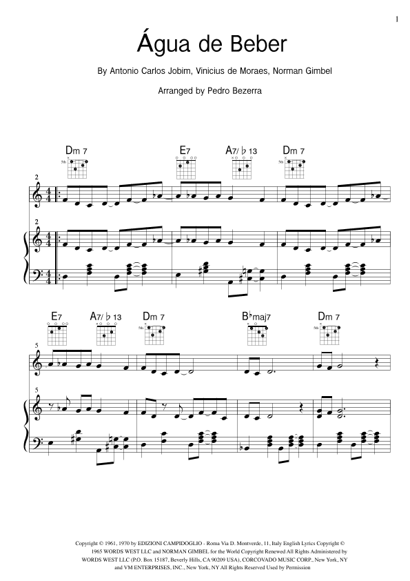 Água De Beber (water To Drink) (arr. Pedro Bezerra)