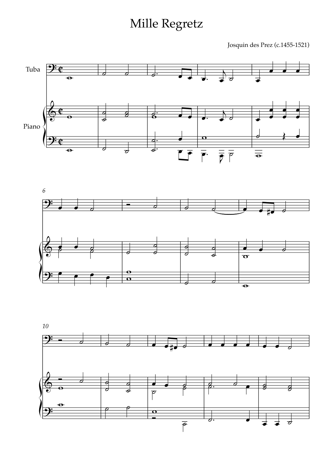 Mille Regretz (arr. Karen Gueiros)