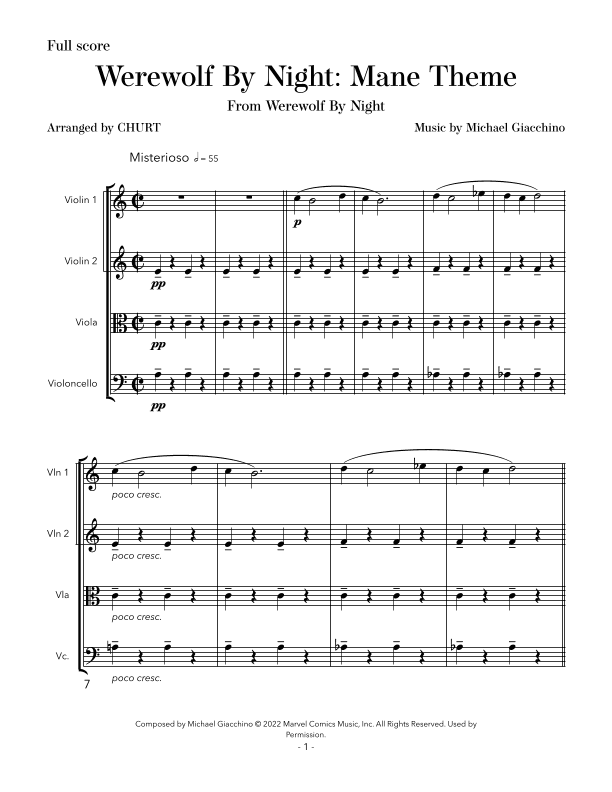 Werewolf By Night: Mane Theme (arr. CHURT)