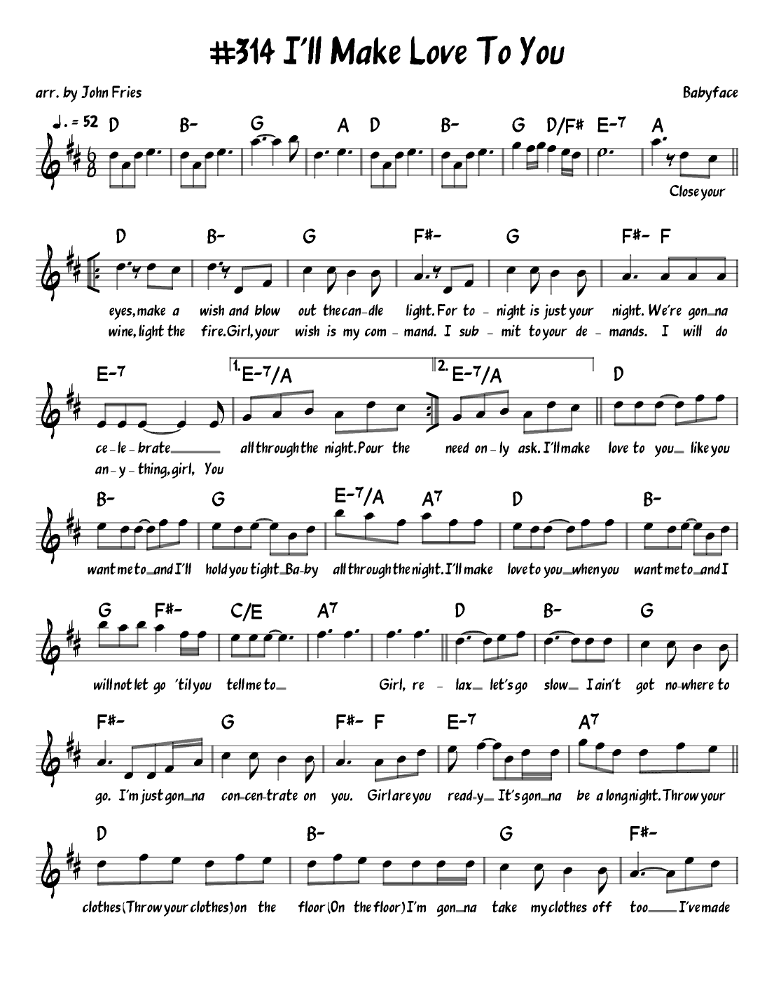 I'll Make Love To You (arr. John Fries)