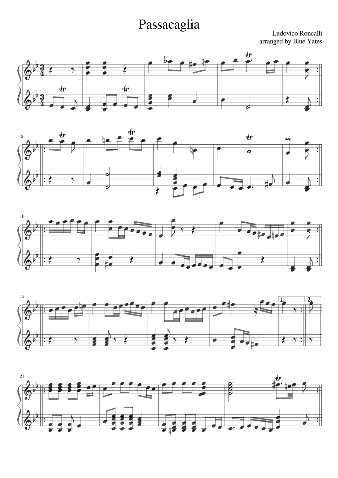 Passacaglia (Ludovico Roncalli) (arr. Blue Yates)