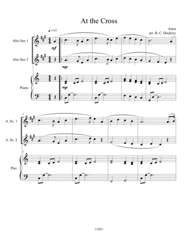 At the Cross (alto sax duet) with optional piano accompaniment (arr. B. C. Dockery)