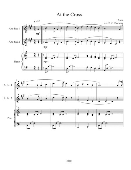 At the Cross (alto sax duet) with optional piano accompaniment (arr. B. C. Dockery)