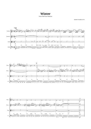 Largo from Winter by Vivaldi for String Quartet with Chords (arr. Langanho)