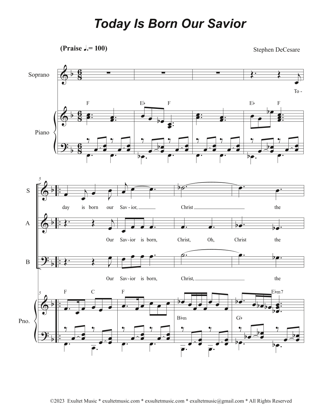 Today Is Born Our Savior (Vocal Trio - (SAB)