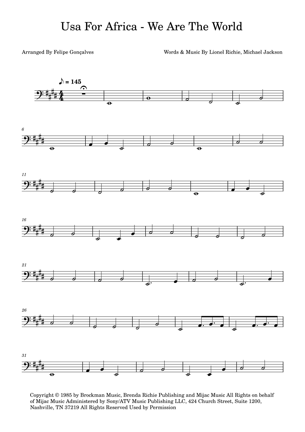 We Are The World (arr. Felipe Gonçalves)