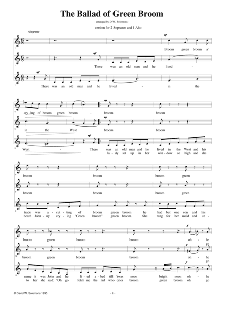 The Ballad of Green Broom (women's voices) (arr. David Warin Solomons)